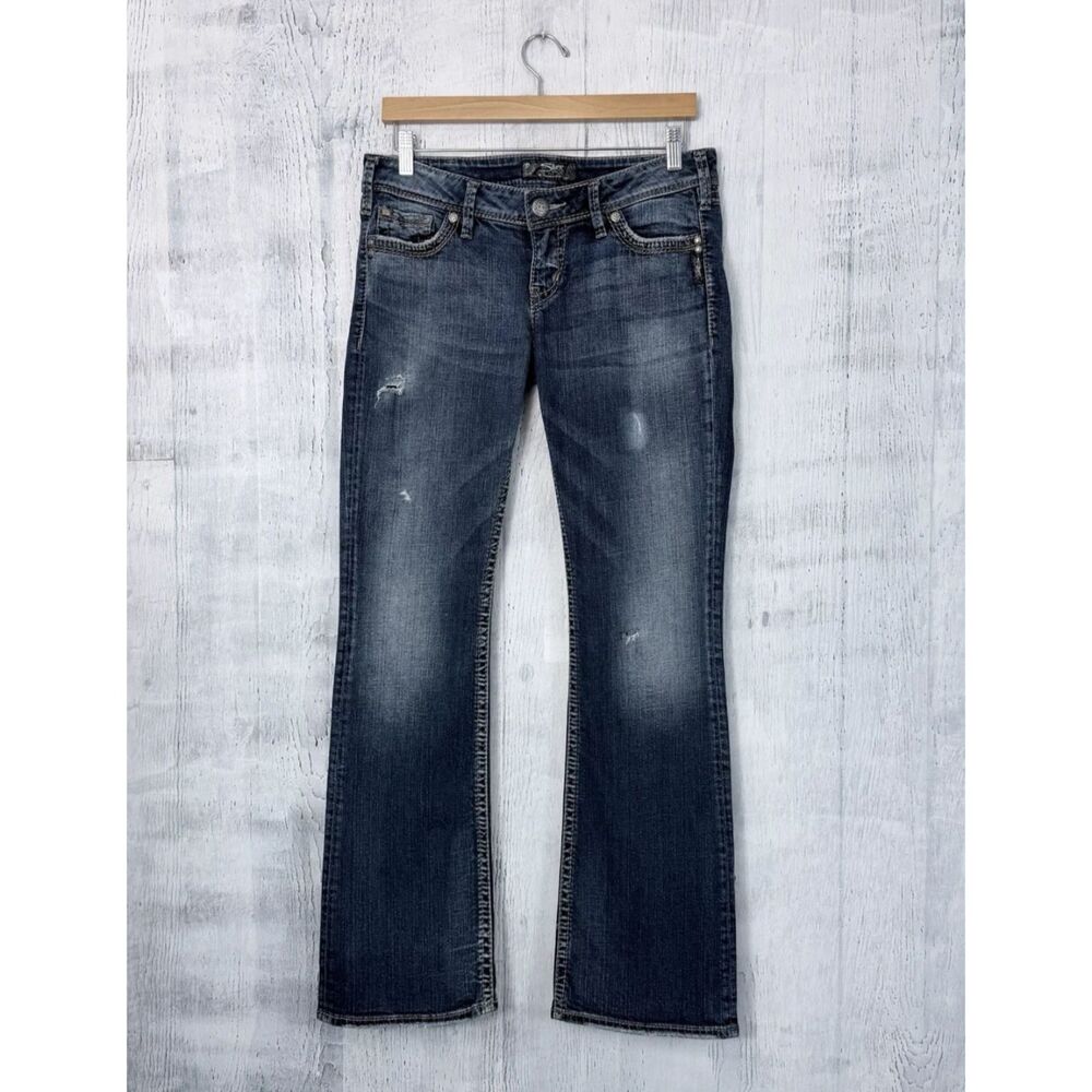 Silver Co. Pioneer Bootcut Jeans Flap Pocket Distressed Womens 30x33 (Fit 32x33)